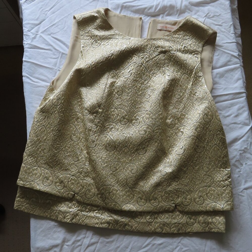 Tory Burch Brocade-like retro 60's top